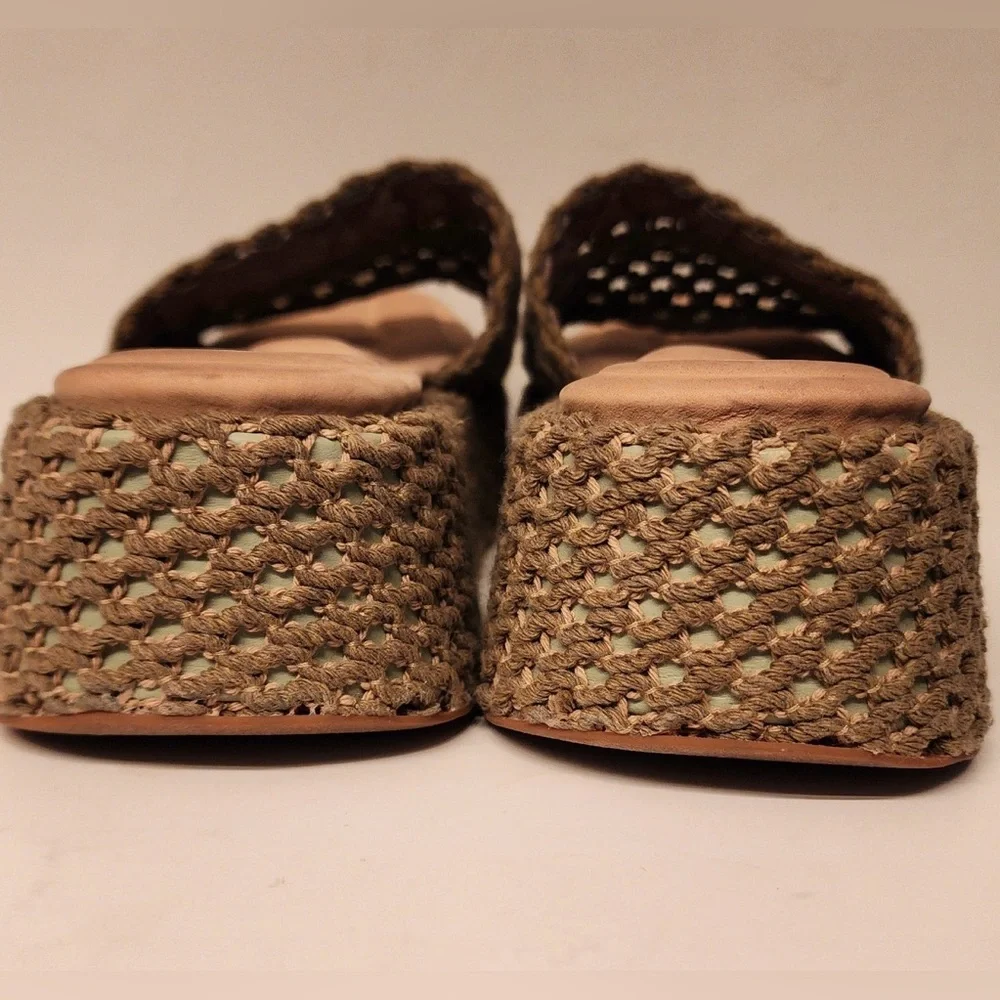 Rag & Bone Logan Crochet Slides Women's Olive Green Platform Sandals Size 10